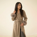 Arlington Taupe Fox Fur Long Coat