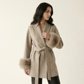 Eaton Taupe Fox Fur Wrap Coat