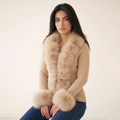 La Lana Ivory Montaigne Fur Sweater