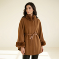 The Regency Cacao Rex Fur Cape Coat